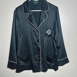 Ralph Lauren Silky‎ Embroidered Pajama Top | Large